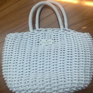 Kate Spade white faux-wicker purse